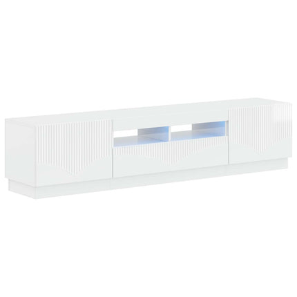 5-delars LED TV-bänk Vit högglans Konstruerat trä