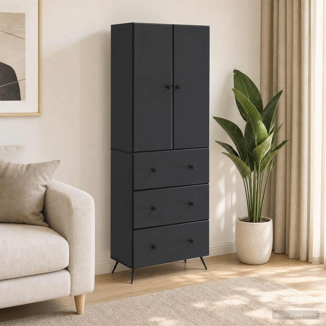 Skåpset 2 st 66 x 34,5 x 90 cm Konstruerat trä Svart