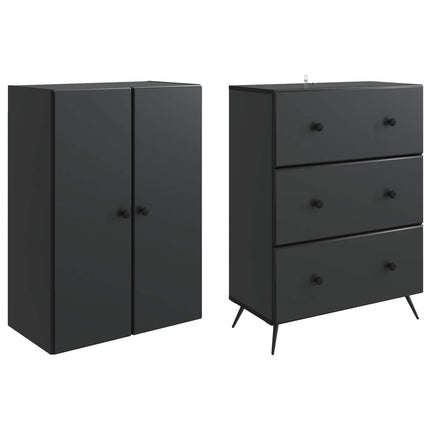 Skåpset 2 pcs Svart 66 x 34,5 x 90 cm Konstruerat trä