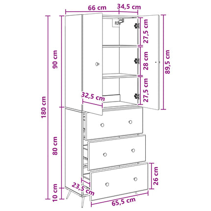 Skåpset 2 pcs Betonggrå 66 x 34,5 x 90 cm Konstruerat trä