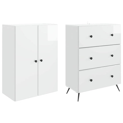 Skåpset 2 pcs Vit högglans 66 x 34,5 x 90 cm Konstruerat trä