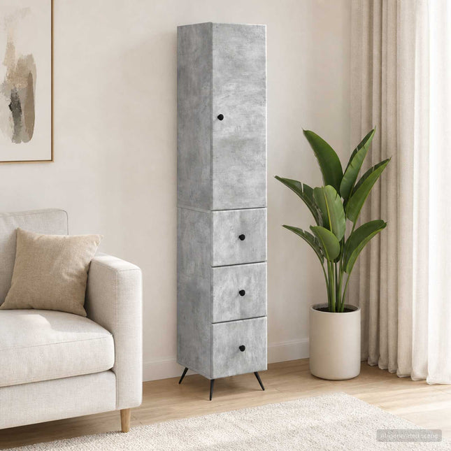 Skåpset 2 st 34,5 x 34,5 x 90 cm Konstruerat trä Betonggrå