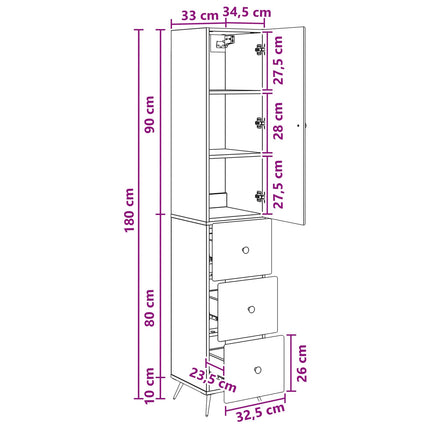 Skåpset 2 pcs Vit högglans 34,5 x 34,5 x 90 cm Konstruerat trä