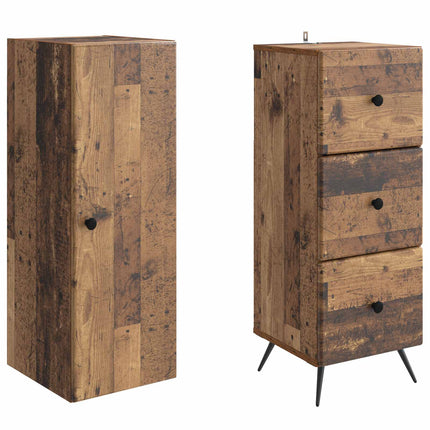 Skåpset 2 pcs Gammalt trä 34,5 x 34,5 x 90 cm Konstruerat trä