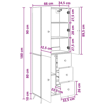 Skåpset 2 pcs Sonoma-ek Konstruerat trä