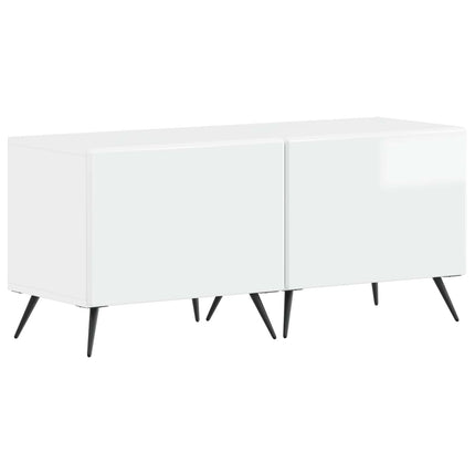 5-delars LED TV-bänk Vit högglans Konstruerat trä