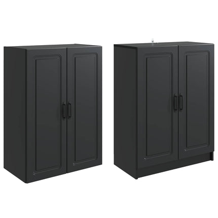 Skåpset 2 pcs Svart Konstruerat trä