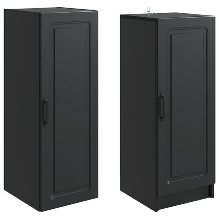 Skåpset 2 pcs Svart Konstruerat trä