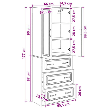Skåpset 2 pcs Svart 66 x 34,5 x 87 cm Konstruerat trä