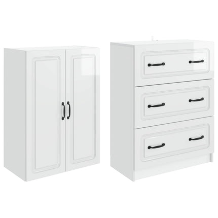 Skåpset 2 pcs Vit högglans 66 x 34,5 x 87 cm Konstruerat trä