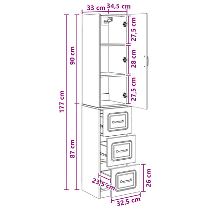 Skåpset 2 pcs Svart 33 x 34,5 x 87 cm Konstruerat trä
