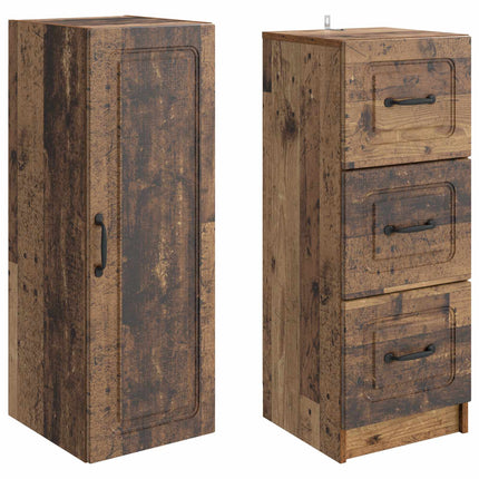 Skåpset 2 pcs Gammalt trä 33 x 34,5 x 87 cm Konstruerat trä