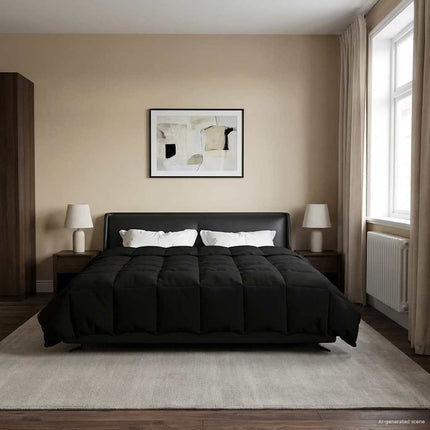 Sommar Duvet Quiltad Svart 200 x 220 cm Mikrofiber