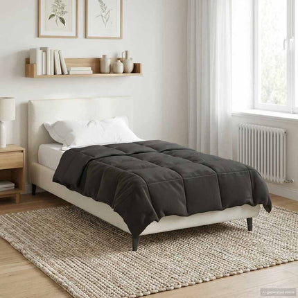 Full Års-Duvet Quiltad Antracit 140 x 200 cm Mikrofiber