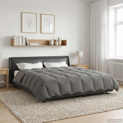 Full Års-Duvet Quiltad Ljusgrå 200 x 220 cm Mikrofiber