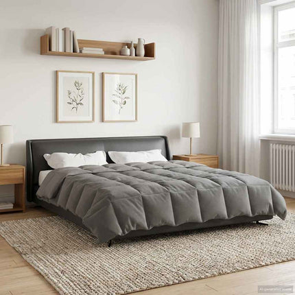 Full Års-Duvet Quiltad Ljusgrå 220 x 260 cm Mikrofiber