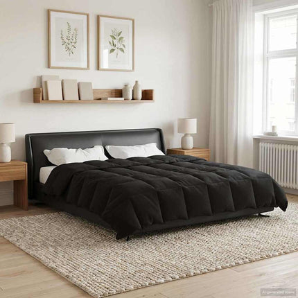 Full Års-Duvet Quiltad Svart 220 x 240 cm Mikrofiber