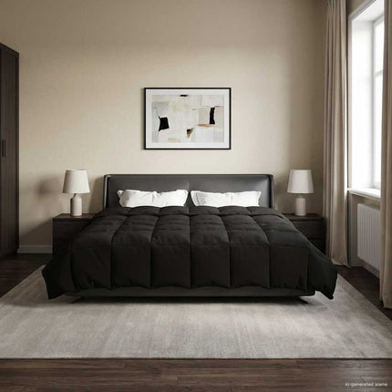 Full Års-Duvet Quiltad Svart 220 x 260 cm Mikrofiber