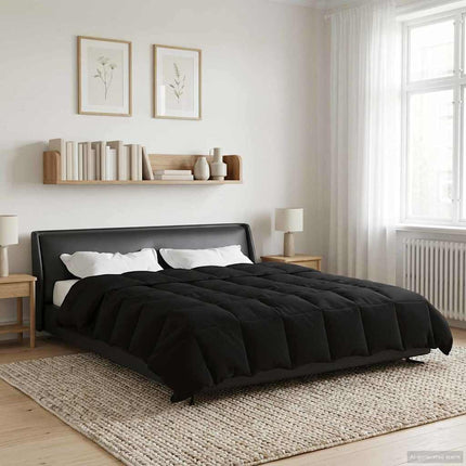 Full Års-Duvet Quiltad Svart 240 x 260 cm Mikrofiber
