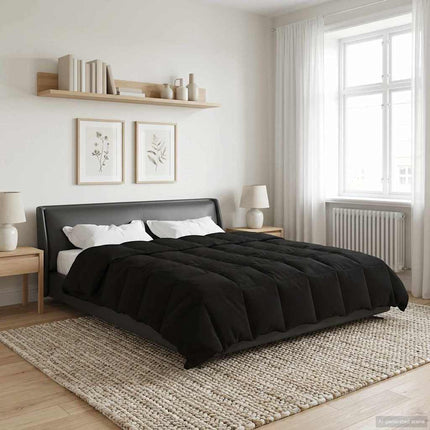 Vinter Täcke Quiltad Svart 200 x 200 cm Mikrofiber