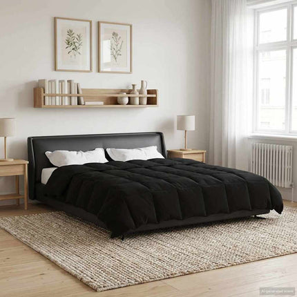Vinter Täcke Quiltad Svart 220 x 260 cm Mikrofiber