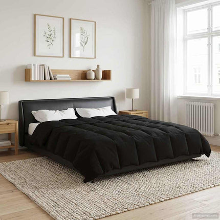 Vinter Täcke Quiltad Svart 240 x 260 cm Mikrofiber