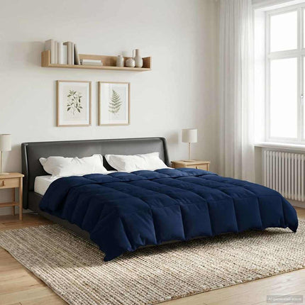 Vinter Täcke Quiltad Mörkblå 220 x 260 cm Mikrofiber