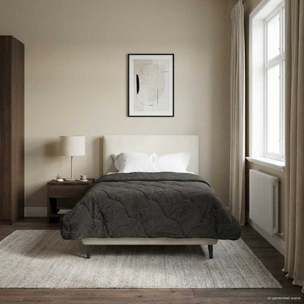 Sommar Duvet Antracit 155 x 200 cm Mikrofiber och Teddyfleece