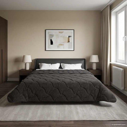 Sommar Duvet Antracit 200 x 220 cm Mikrofiber och Teddyfleece