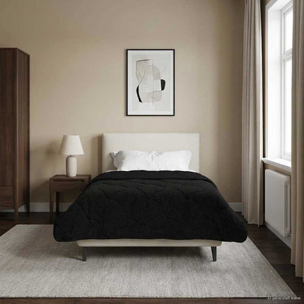 Sommar Duvet Svart 135 x 200 cm Mikrofiber och Teddyfleece