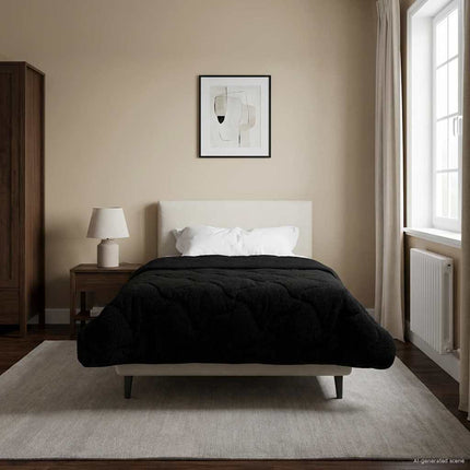 Sommar Duvet Svart 155 x 200 cm Mikrofiber och Teddyfleece