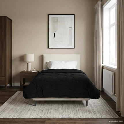 Sommar Duvet Svart 140 x 220 cm Mikrofiber och Teddyfleece