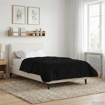 Sommar Duvet Svart 155 x 220 cm Mikrofiber och Teddyfleece