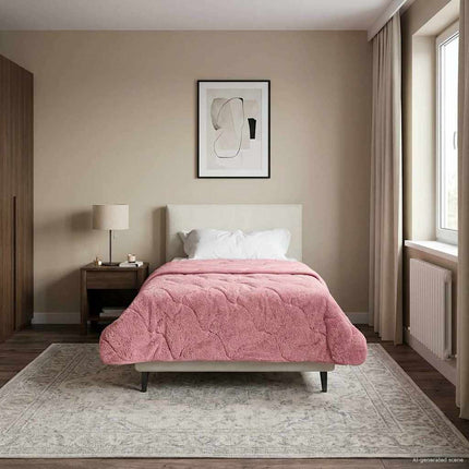 Sommar Duvet Rosa 140 x 220 cm Mikrofiber och Teddyfleece