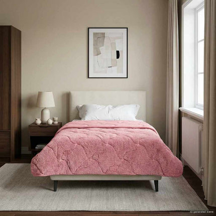 Sommar Duvet Rosa 155 x 200 cm Mikrofiber och Teddyfleece