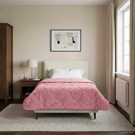 Sommar Duvet Rosa 155 x 220 cm Mikrofiber och Teddyfleece