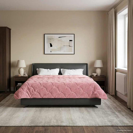 Sommar Duvet Rosa 240 x 260 cm Mikrofiber och Teddyfleece