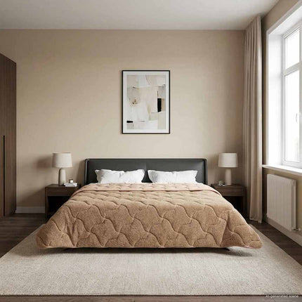 Sommar Duvet Taupe 220 x 260 cm Mikrofiber och Teddyfleece