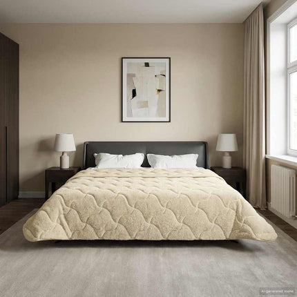 Sommar Duvet Kräm 200 x 200 cm Mikrofiber och Teddyfleece