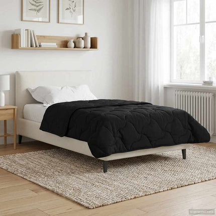 Full Års-Duvet Svart 140 x 220 cm Mikrofiber och Teddyfleece