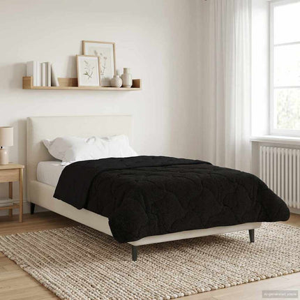 Full Års-Duvet Svart 155 x 220 cm Mikrofiber och Teddyfleece