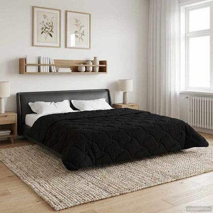 Full Års-Duvet Svart 220 x 240 cm Mikrofiber och Teddyfleece