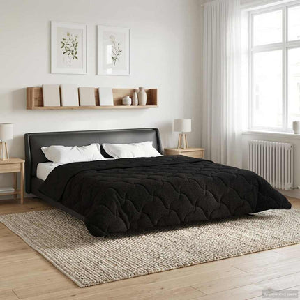 Full Års-Duvet Svart 220 x 260 cm Mikrofiber och Teddyfleece