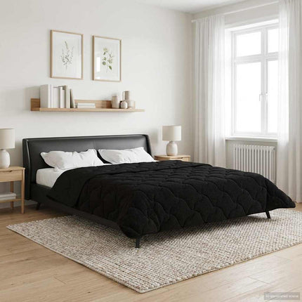 Full Års-Duvet Svart 240 x 260 cm Mikrofiber och Teddyfleece