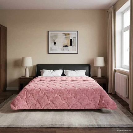 Full Års-Duvet Rosa 200 x 200 cm Mikrofiber och Teddyfleece