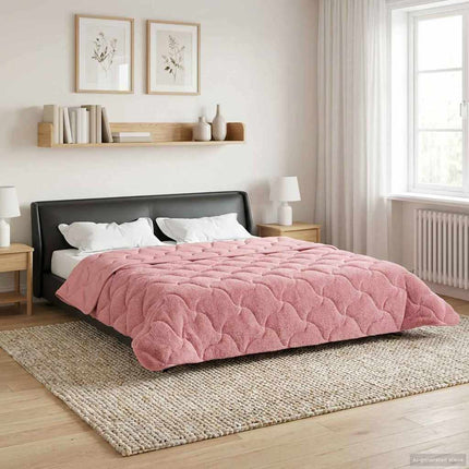 Full Års-Duvet Rosa 200 x 240 cm Mikrofiber och Teddyfleece