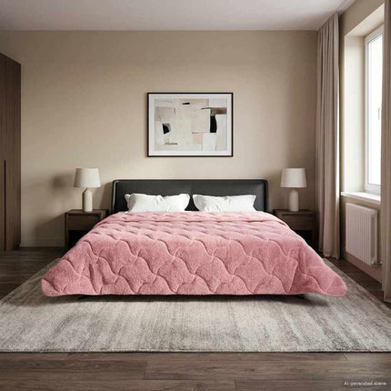 Full Års-Duvet Rosa 220 x 240 cm Mikrofiber och Teddyfleece