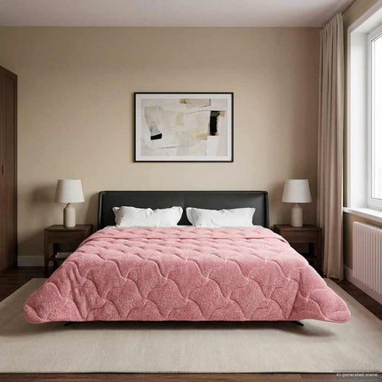Full Års-Duvet Rosa 220 x 260 cm Mikrofiber och Teddyfleece