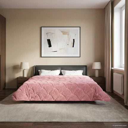 Full Års-Duvet Rosa 240 x 260 cm Mikrofiber och Teddyfleece