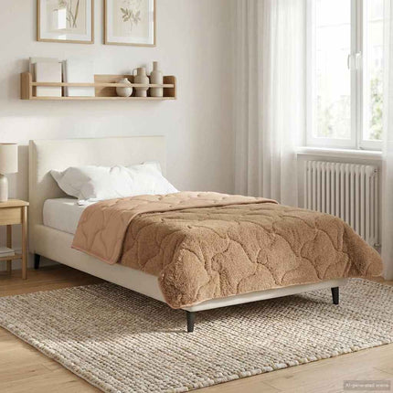 Full Års-Duvet Taupe 135 x 200 cm Mikrofiber och Teddyfleece